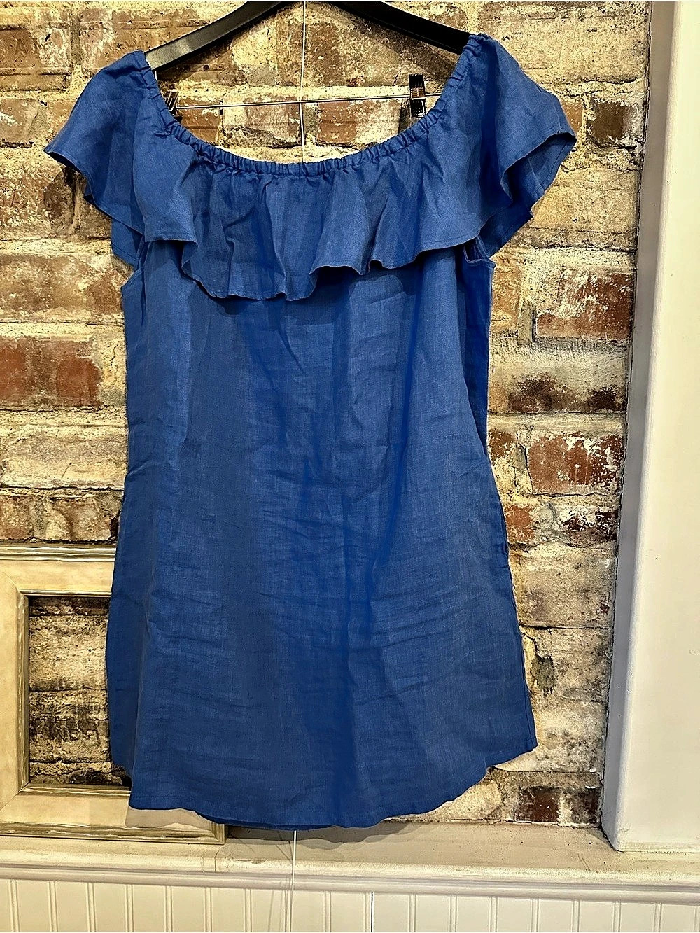 Blue RuffleOff Shoulder Dress Size XL